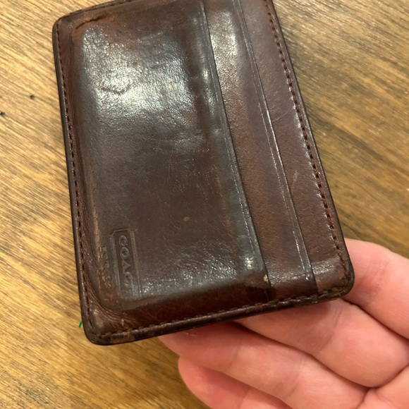 Vintage Coach Money Clip Wallet Card Holder Leather Dark Brown - Picture 11 of 11